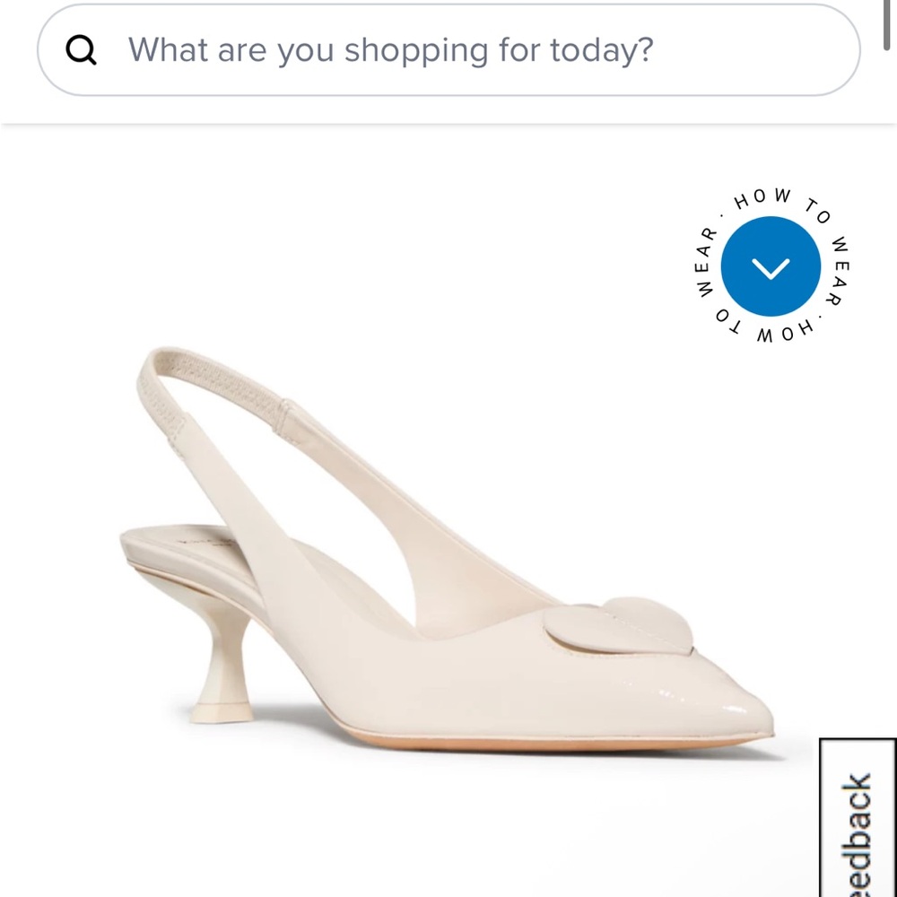 kate spade Cream Patent Slingback Kitten Heel Pumps with Heart Detail